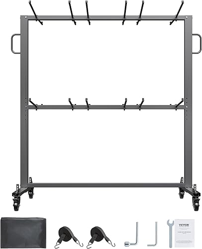 Miniatura 9 de VEVOR Estante plegable para silla, capacidad de 800 libras, carrito de silla resistente para 84 sillas12 mesas + 42 sillas, carrito de