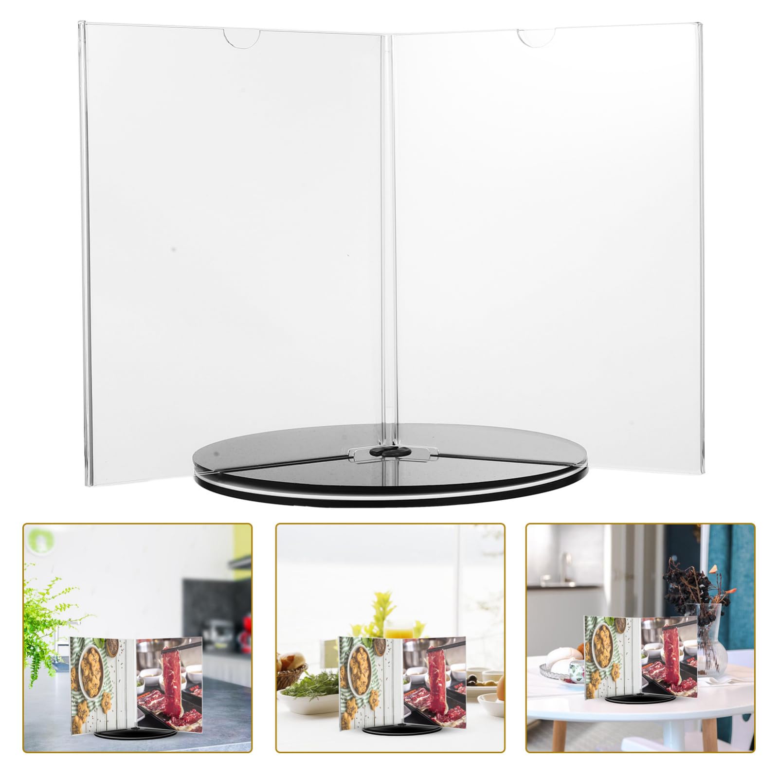 Portamenús de Escritorio A5 Acrílico Giratorio de 6 Caras con Base | 1 Pieza, Montaje Sencillo, para Restaurantes y Fiestas, Soporte Vertical de Mesa