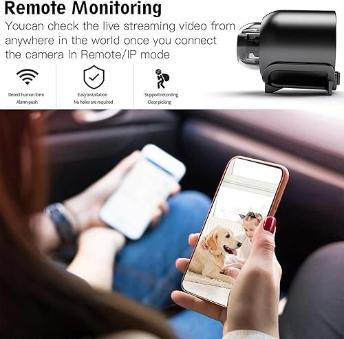 Miniatura 5 de NADUSEP Mini cámara Wi-Fi, 1080P HD con gran angular de 160, detección de movimiento, visión nocturna, micro monitor pequeña cámara para el hogar,
