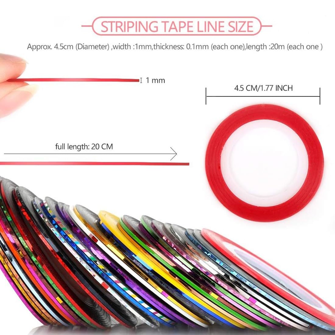 ZKGYUS 30 Couleurs Nail Art Décoration Stripes, Nail Sticker Autocollant Fil Striping Tape Bande Manucure Rouleau à Ongles Ruban Bandes Autocollant Ongle Tips pour DIY Pointe d'Ongle