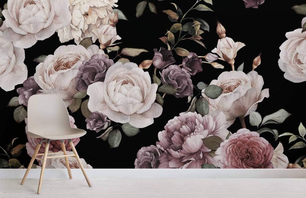 Purple and Pink Dark Floral Wall Mural Rose Wallpaper Floral Wallpaper Home Decoration