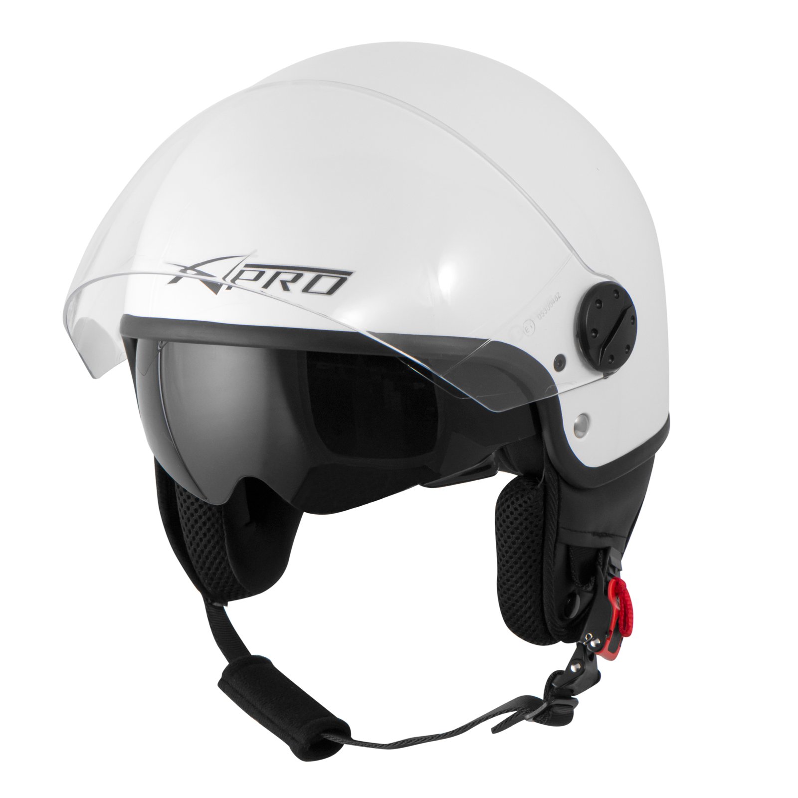 A-pro Casque Moto Scooter Jet Double Visiere pare-soleil ECE 22 Blanc L