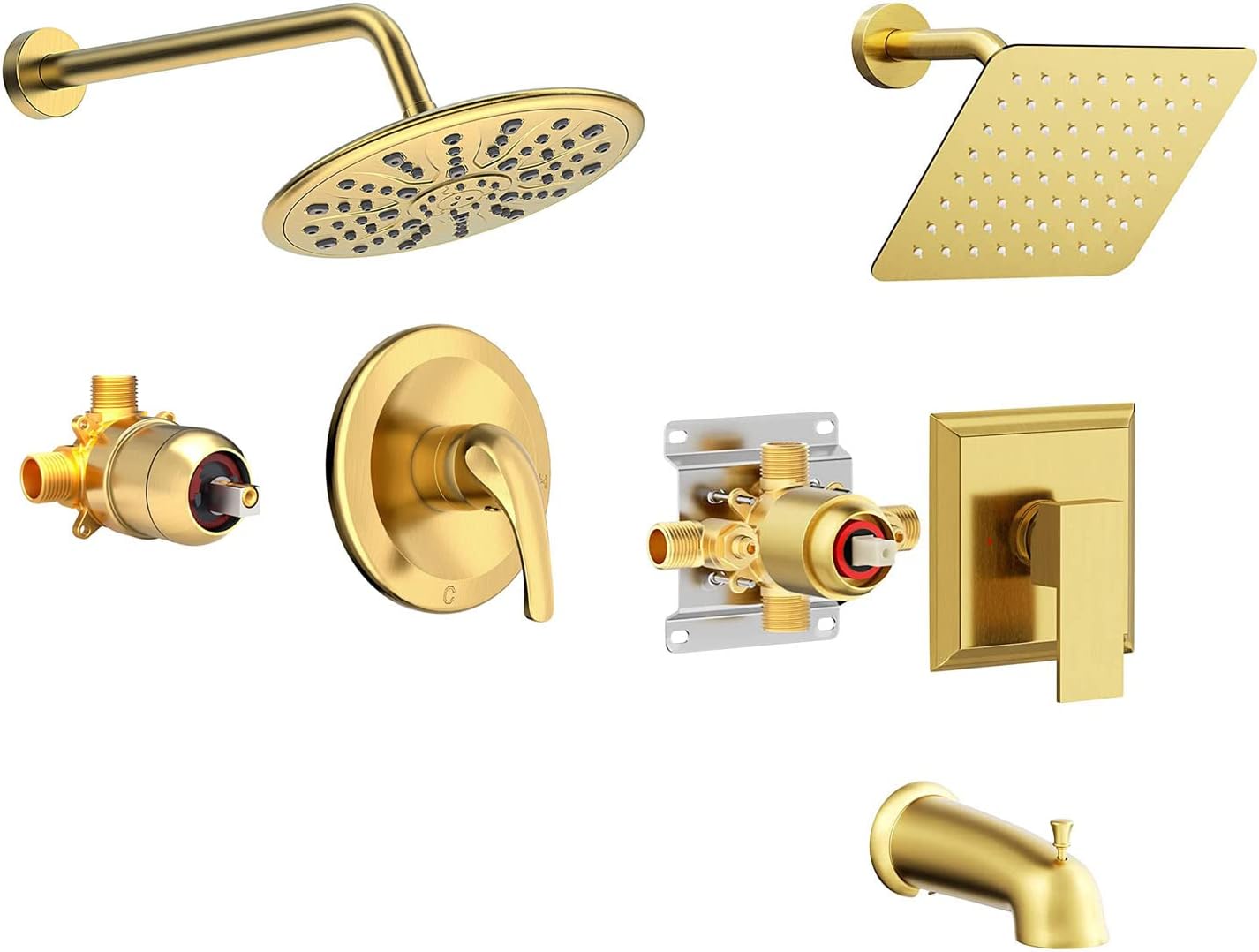 8.5 Inch Brushed Gold Shower Faucet and 8 Inch Faucet Set with Tub