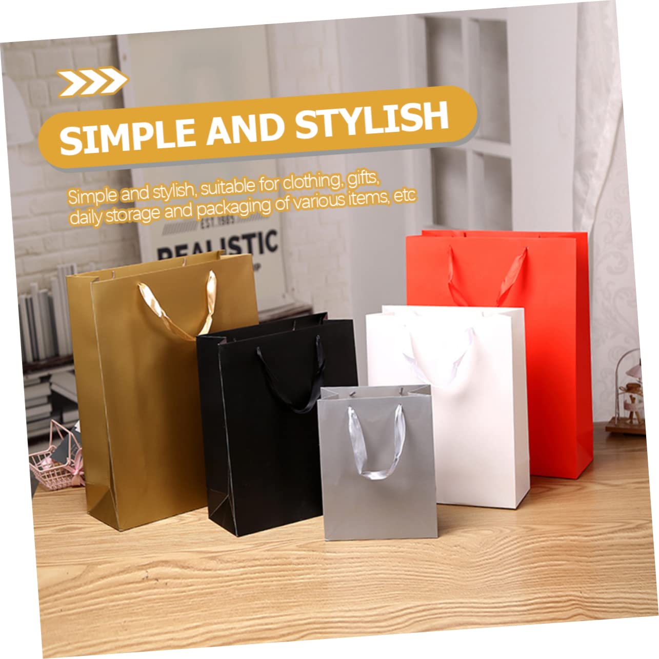 Mikinona Papiertüten in Gold Kraftpapier mit Großer Kapazität 12 Stück und Einfachem Falten Elegante Tragetaschen für Tägliche Aufbewahrung und Geschenkverpackung