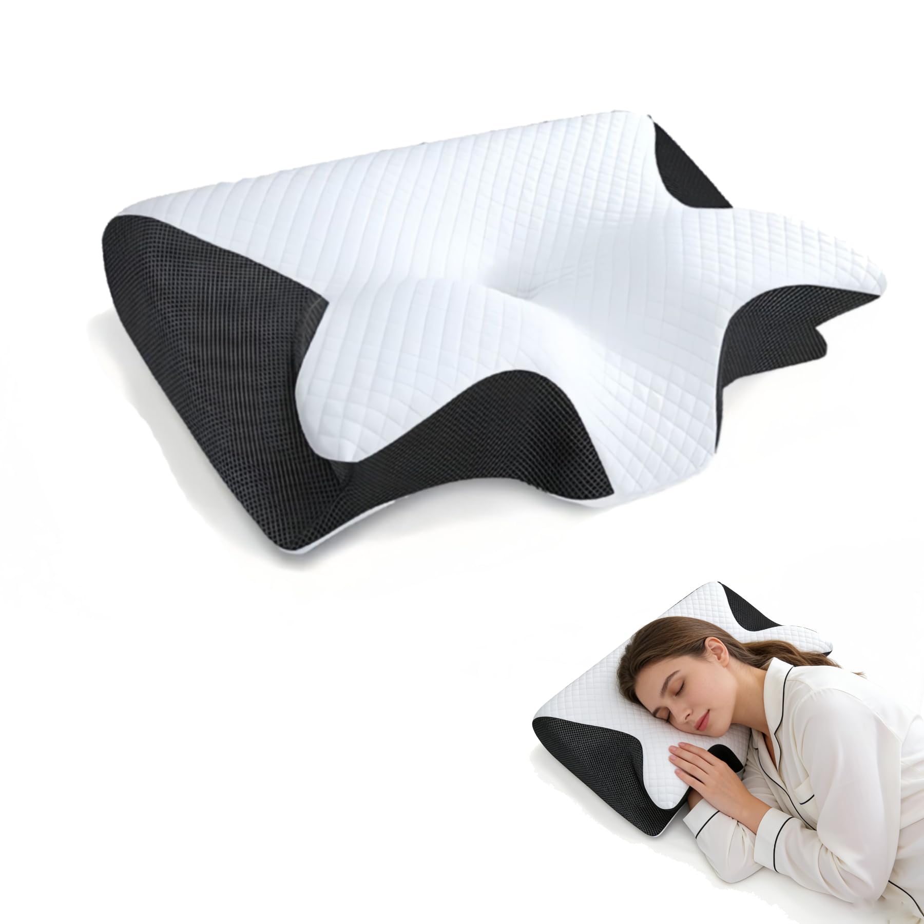 Sleep Apnea Pillow, 2026 Upgrade Orthopedic Memory Foam Pillow for Sleep Apnea and Snoring, Ergonomic Support for Side, Back & Stomach Sleepers (Black)