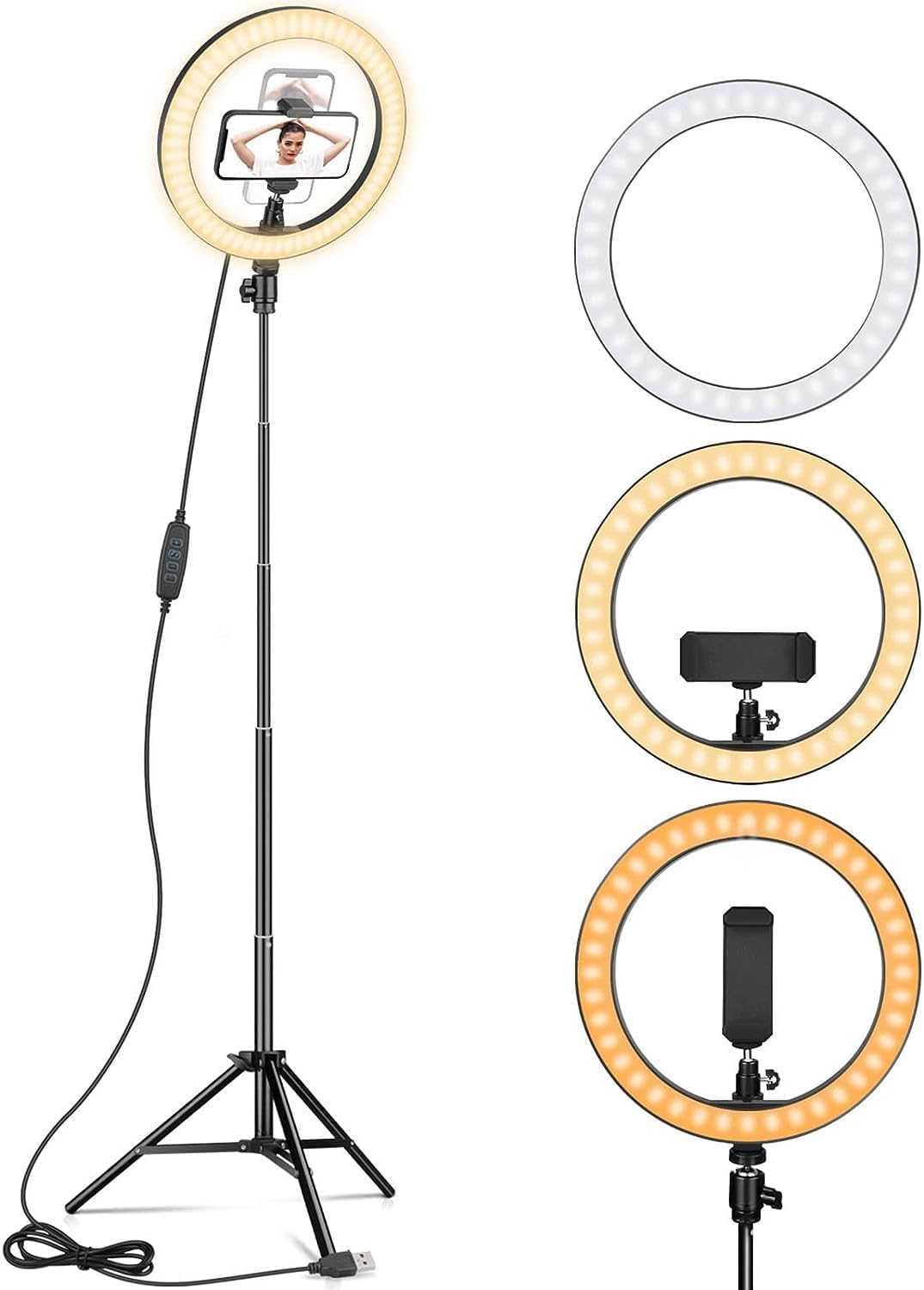 Professional LED Ring Light with Tripod Stand | 3 Color Modes Dimmable Lighting | for YouTube | Photo-Shoot | Video Shoot | Live Stream | Compatible with Phone/Android Phones & Cameras-picture-14