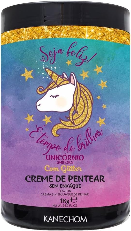 Kanechom - Linha Tendencias - Creme de Pentear Unicornio com Glitter 1000 Gr - (Trends Collection - Unicorn Conditioning With Glitter Hair Mask Net 35.27 Oz)