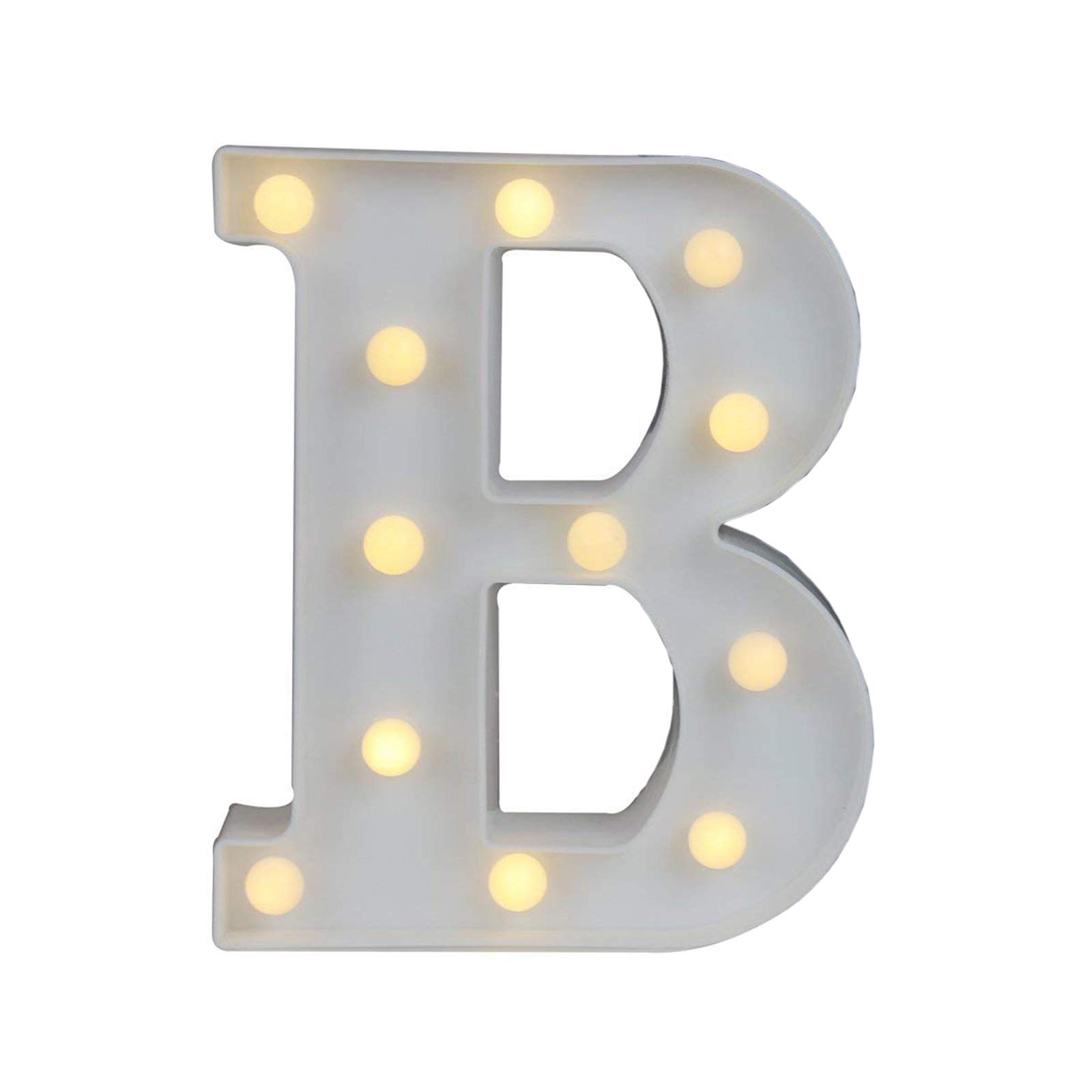Ogrmar Decorative Led Light Up Number Letters, White Plastic Marquee Number Lights Sign Party Wedding Decor Battery Operated (B)