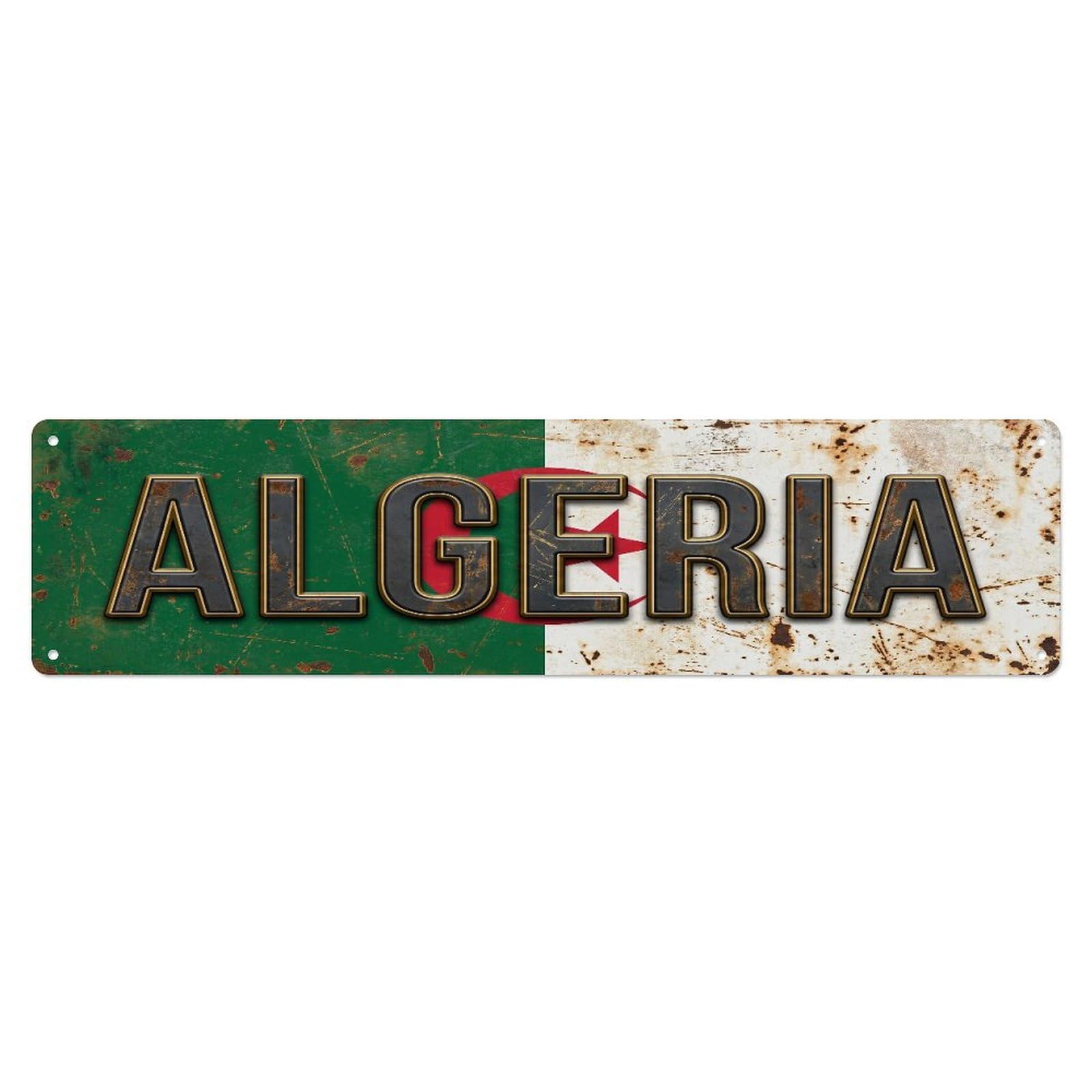 Fqcyn Style Metal Tin Sign Vintage Algeria Flag Pattern