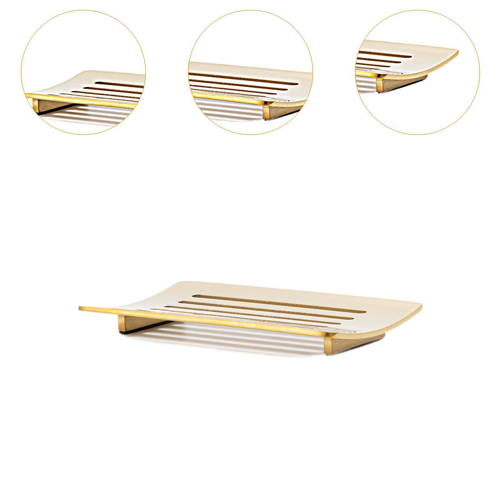 Qianly Jabonera de Ducha, Recipiente para Jabón, Práctico Soporte de Acero Inoxidable con Almohadilla Antideslizante, Estuche para Jabón para Dormitorio, Bañ, Oro, Individual