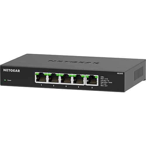 NETGEAR 5-Port Multi-Gigabit Ethernet Unmanaged Essentials Network Switch (MS305) - with 5 x 1G/2.5G, Desktop or Wall Mount, and Limited 3 Year Protection