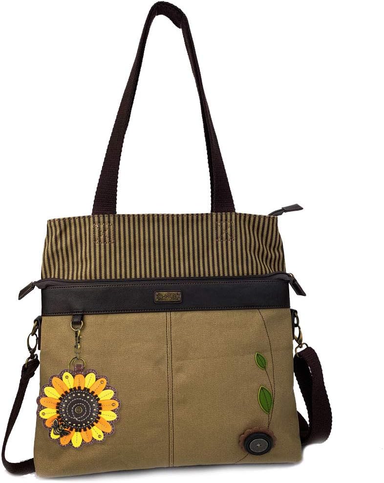 Chala Canvas Convertible Tote- Crossbody Or Shoulder Handbags with Chala Key Fob- Mauve