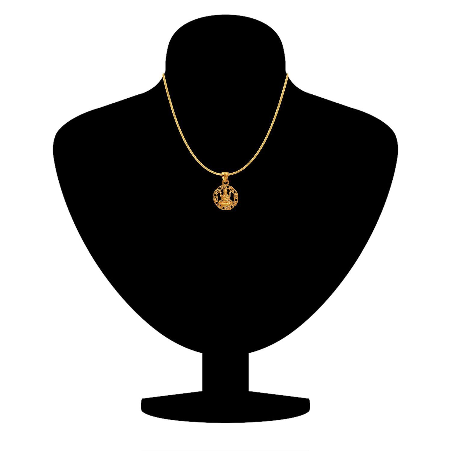 Exa Collection Laxmi Circle Plated Religious God Pendant with Chain