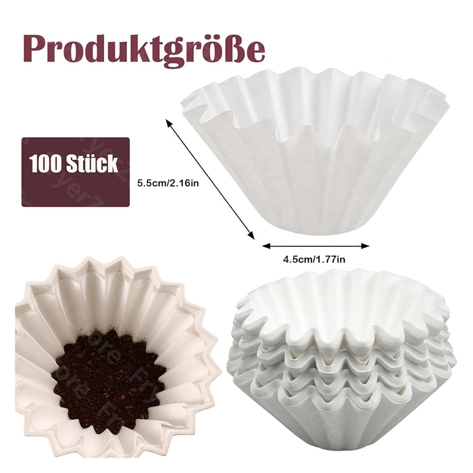 Filtros De Café Pequeños For 1-2 Tazas, Papel De Filtro De Café De Cesta Desechable, Compatible Con Kalita, Wave Dripper Serie 155(100pcs)