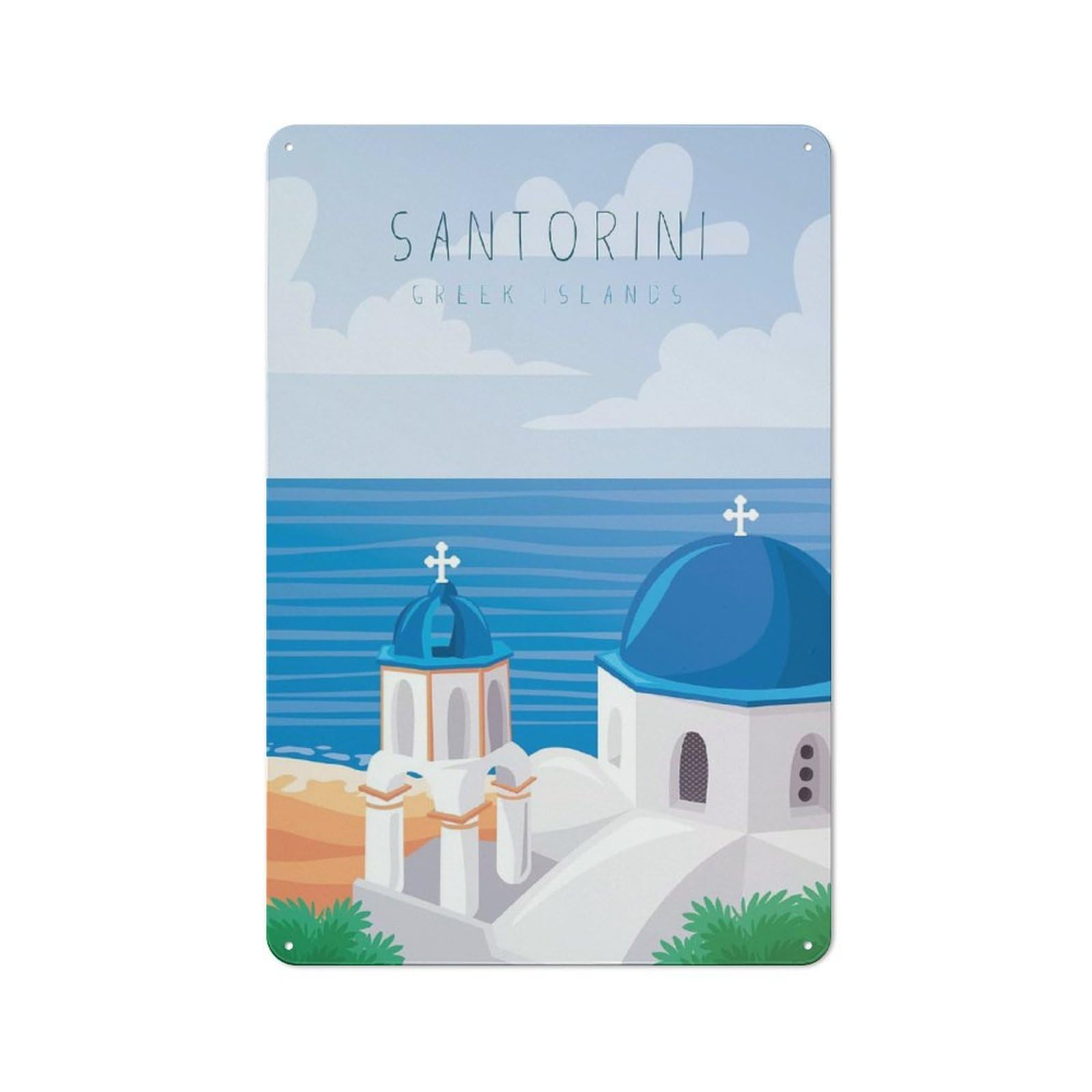 Junmoney Style-19 Santorini Greece(3) Vintage Tin Sign 30X20cm For Café Or Restaurant, For Café Owners And Decorators, For Retro Home Interiors