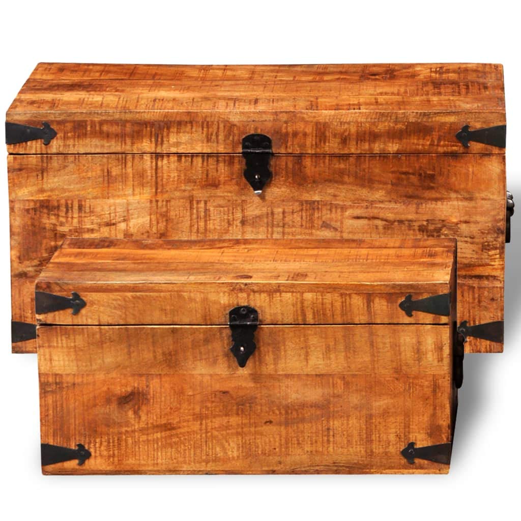 vidaXL Juego de cofres de almacenamiento 2 uds madera de mango rugosa
