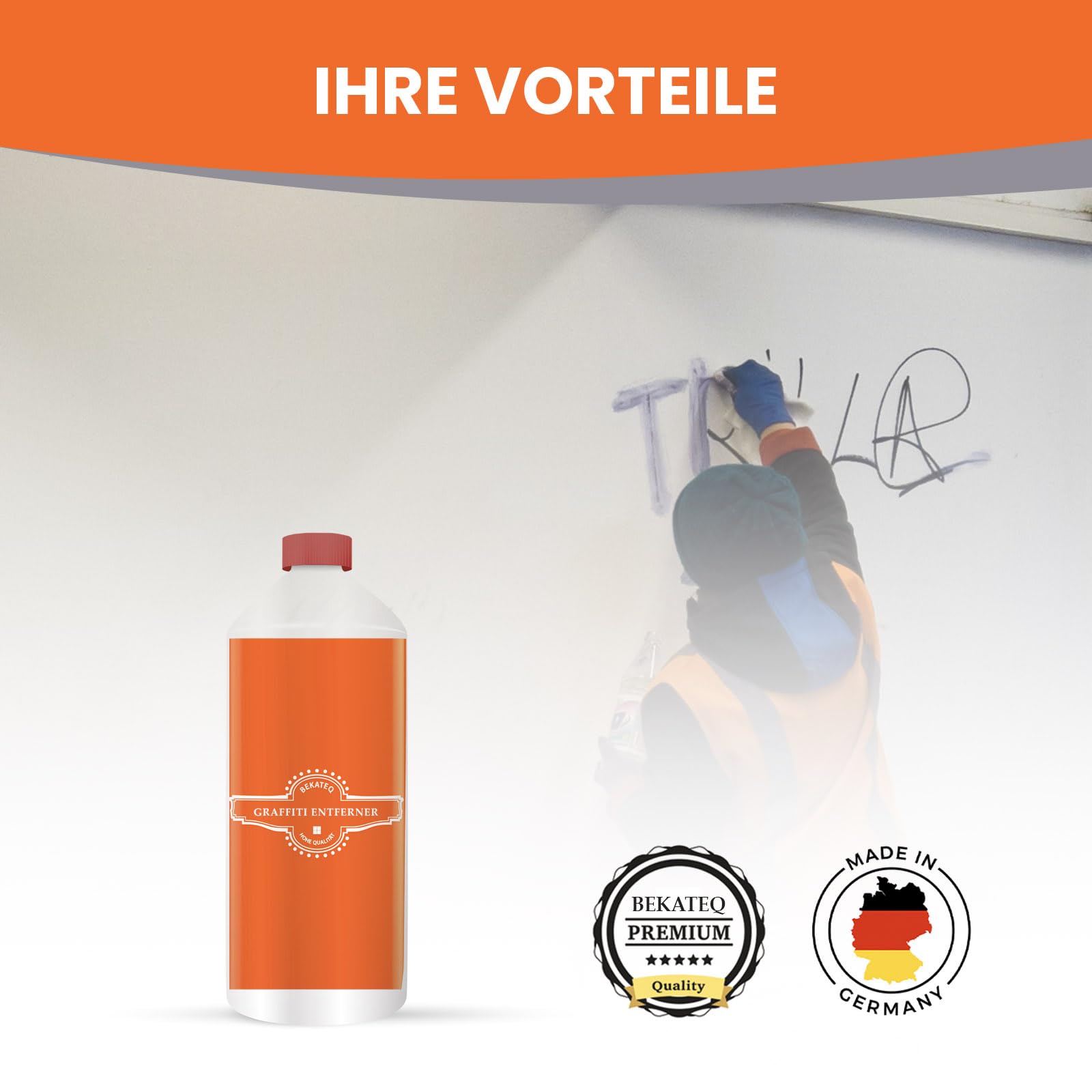 BEKATEQ LS-717 Graffiti-Entferner Reinigungsset 2x 0,75l + Bürste + Vliestuch