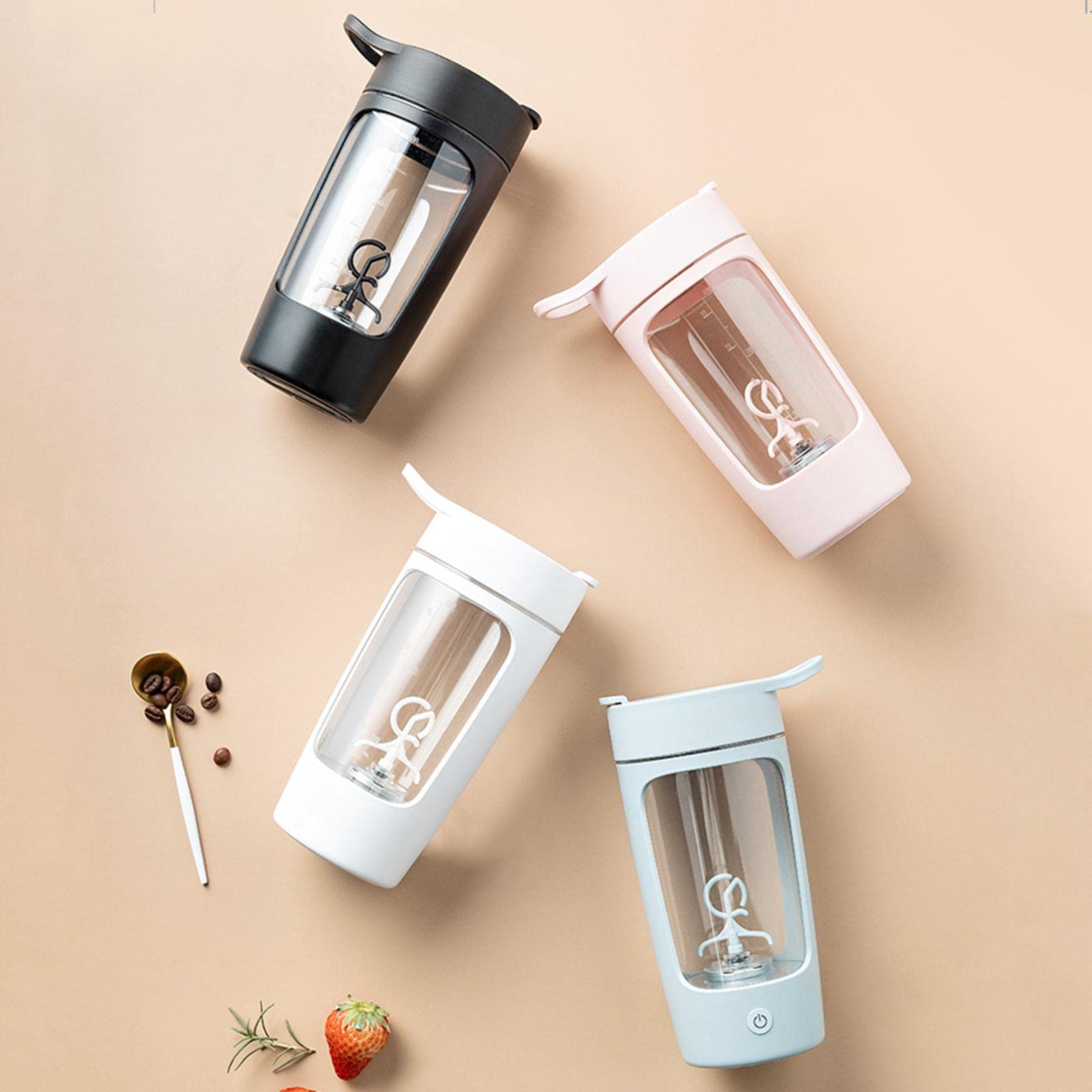 Set di 2 shaker elettrico per proteine, in Tritan, senza BPA, colore rosa