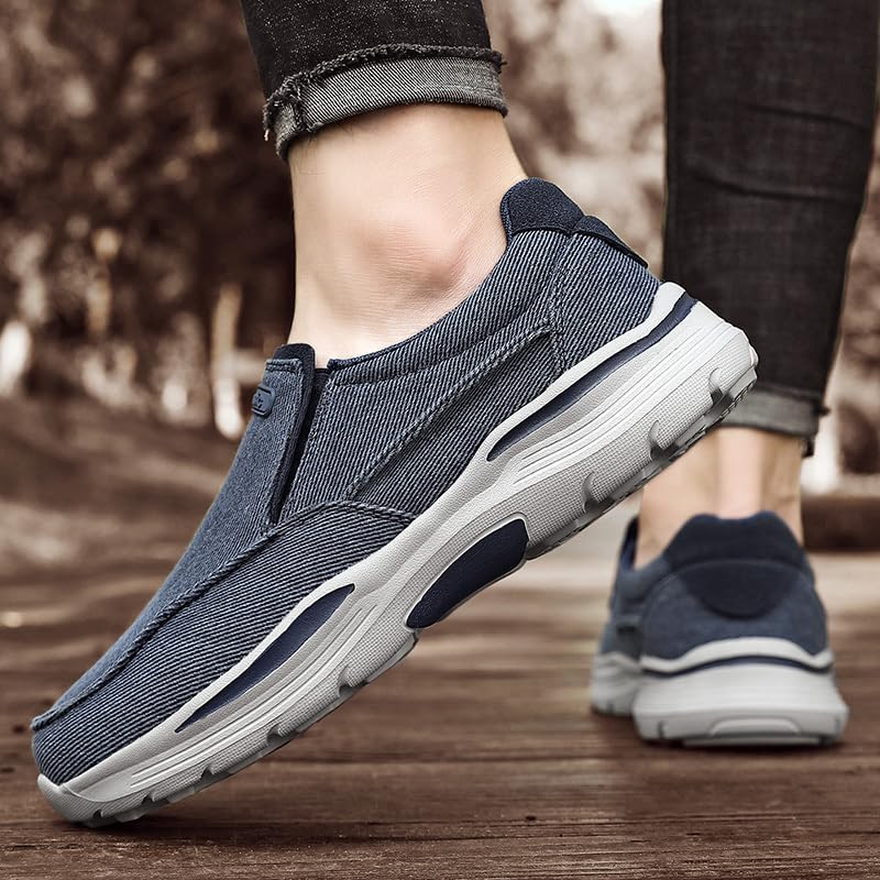 Men's Casual Canvas Loafers - Solid Color Slip-On Sneakers with Breathable Mesh Lining, EVA Sole, for Sports and Daily Wear2