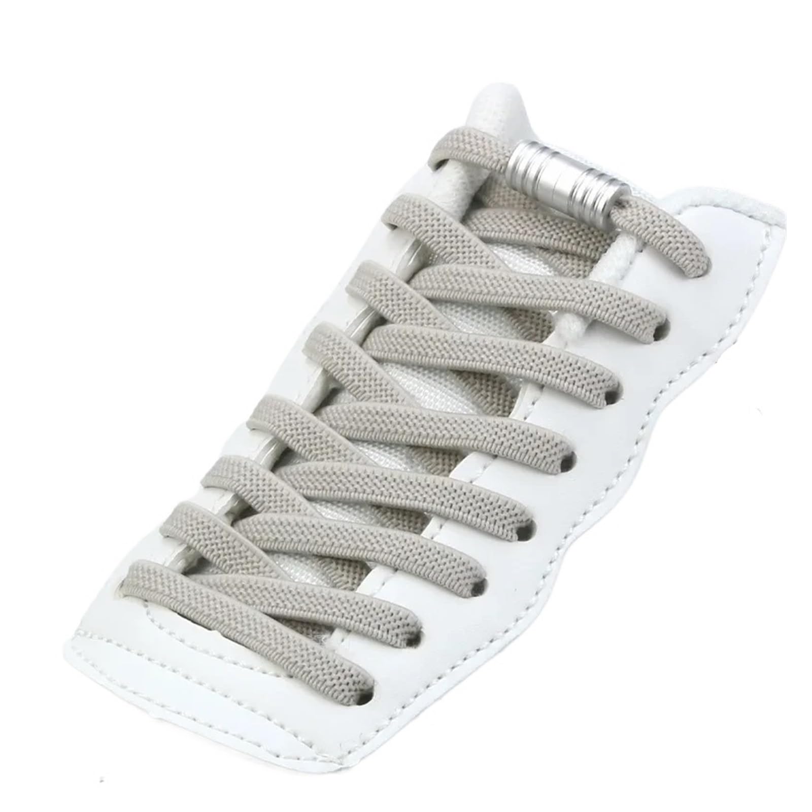 GPDNBIEU Shoelaces, Elastic Tieless Shoelaces Shoe Laces No Tie Shoelace For Sneakers Quick Lazy Metal Strings(Light Grey)