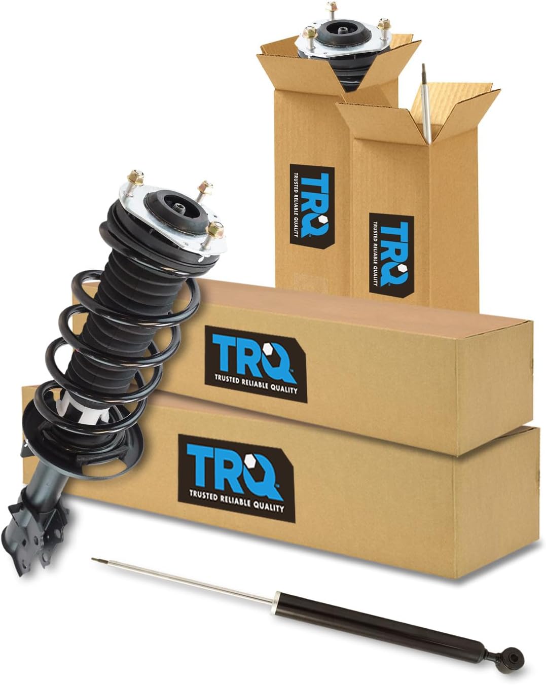 TRQ Front and Rear Complete Strut Assembly & Shock Absorber Kit Complete Strut & Coil Spring Assembly Compatible with 2014-2019 Ford Fiesta