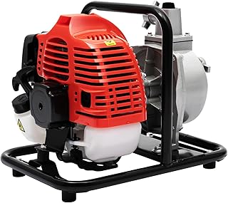 Gasoline Engine Water Pump, 1-inch, 1.9HP 35 GPM, 98ft Lift, 23ft Suction, 2-Stroke Gas Powered Water Transfer Pump