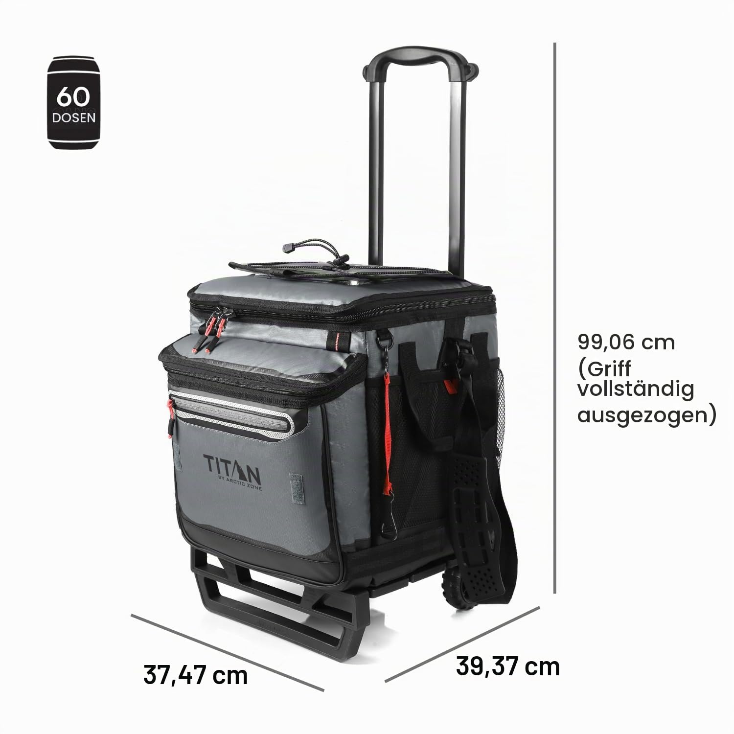 Titan Deep Freeze 60 (50+10) Dosenkühler mit Rädern und Rollwagen