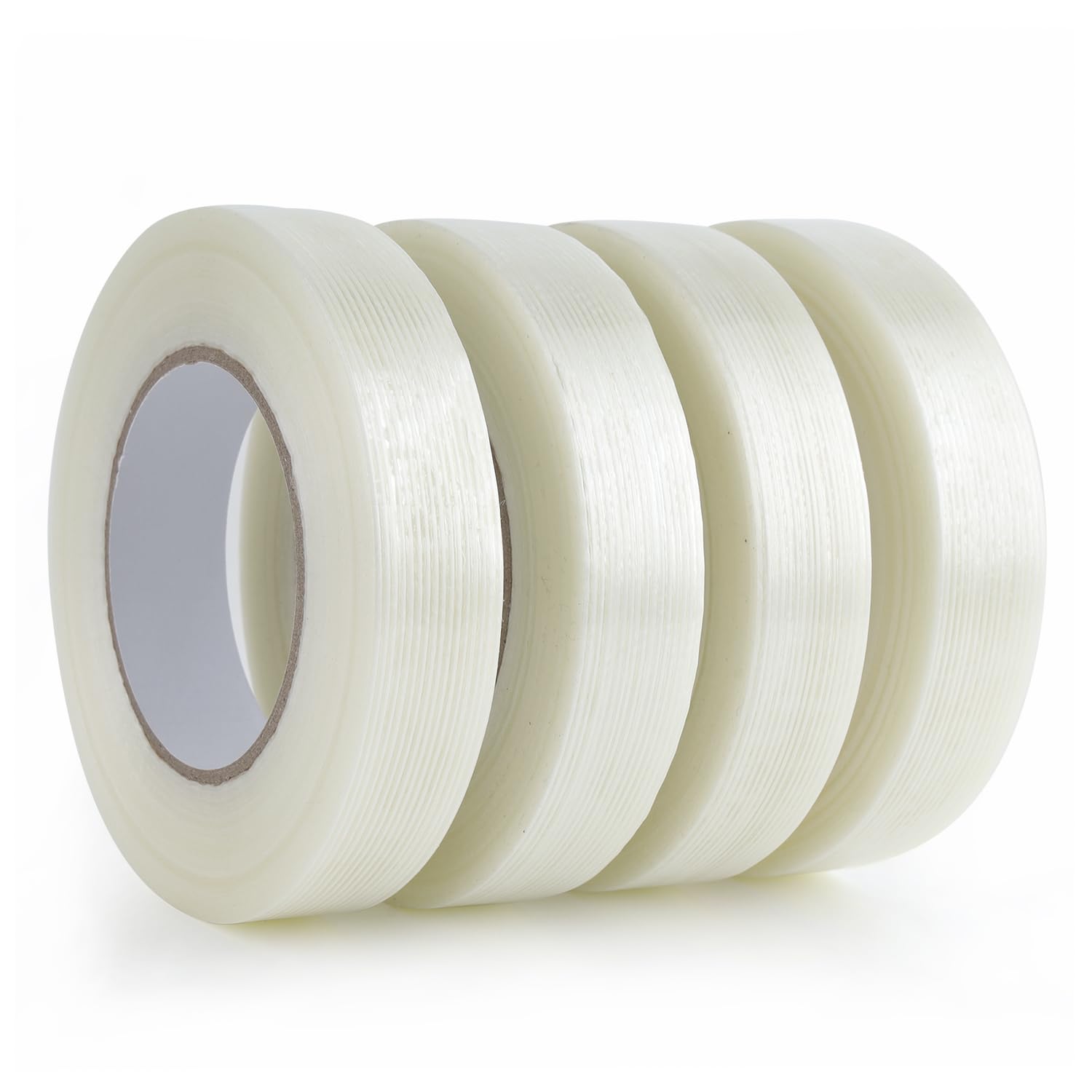 Lichamp Mono Filament Strapping Tape, 4 Roll 1 Inch x 60 Yards 5.9 Mil Transparent Fiberglass Tapes, Reinforced Packing Tape