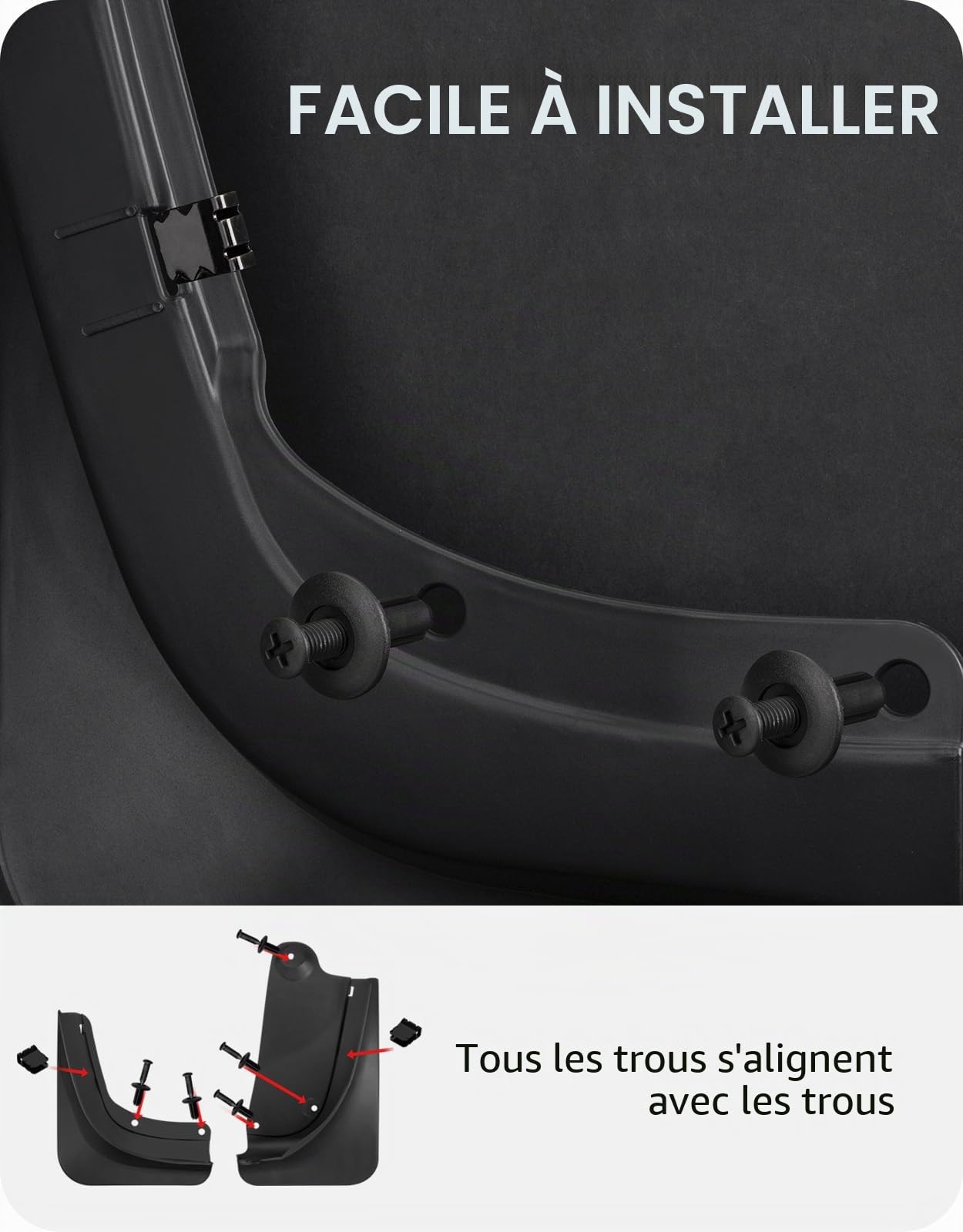 BASENOR 2020-2024 Bavettes de Protection Tesla Model Y Protecteurs d'éclaboussures Pas de perçage Pas de Ruban adhésif Protecteur de Pneu Bavettes Tous Temps Accessoires extérieurs Tesla