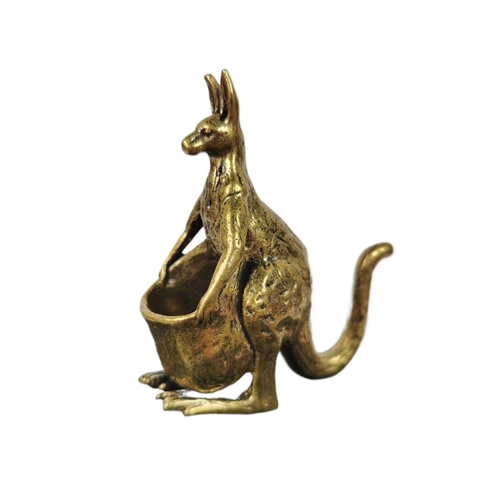 Huolimxun One Color Solid Brass Kangaroo Statue Vintage Copper Animal Miniature Home Decor Crafts Desk Ornaments