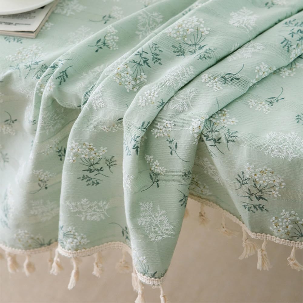 Nappe en coton à pompons de qualité supérieure style champêtre