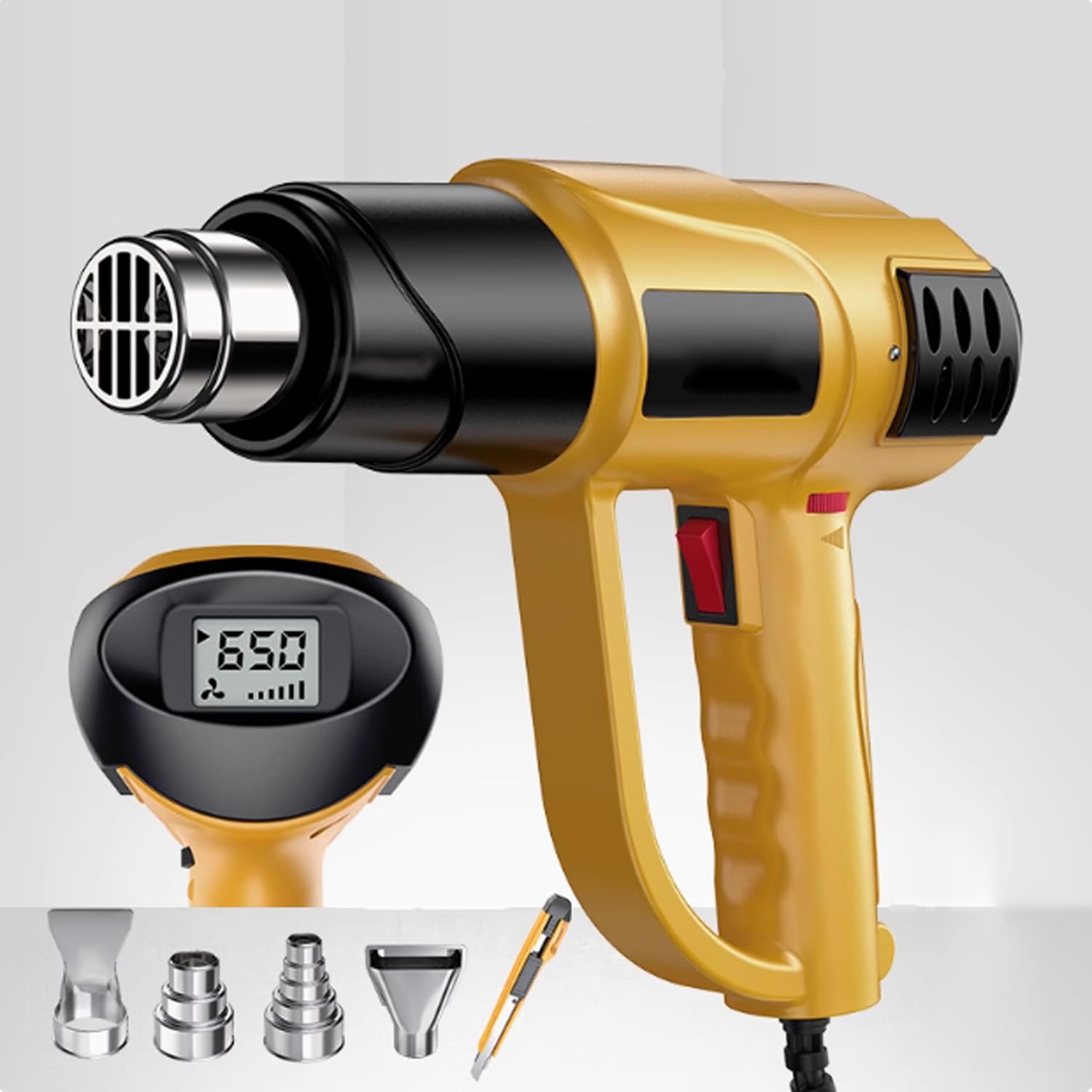 Pistolet thermique, kit de pistolet à air chaud robuste 2800 W, avec étui de transport, contrôle de température variable 140 ℉-1112 ℉ (60 ℃ - 600 ℃), avec 4 buses pour l'artisanat, PVC rétractable