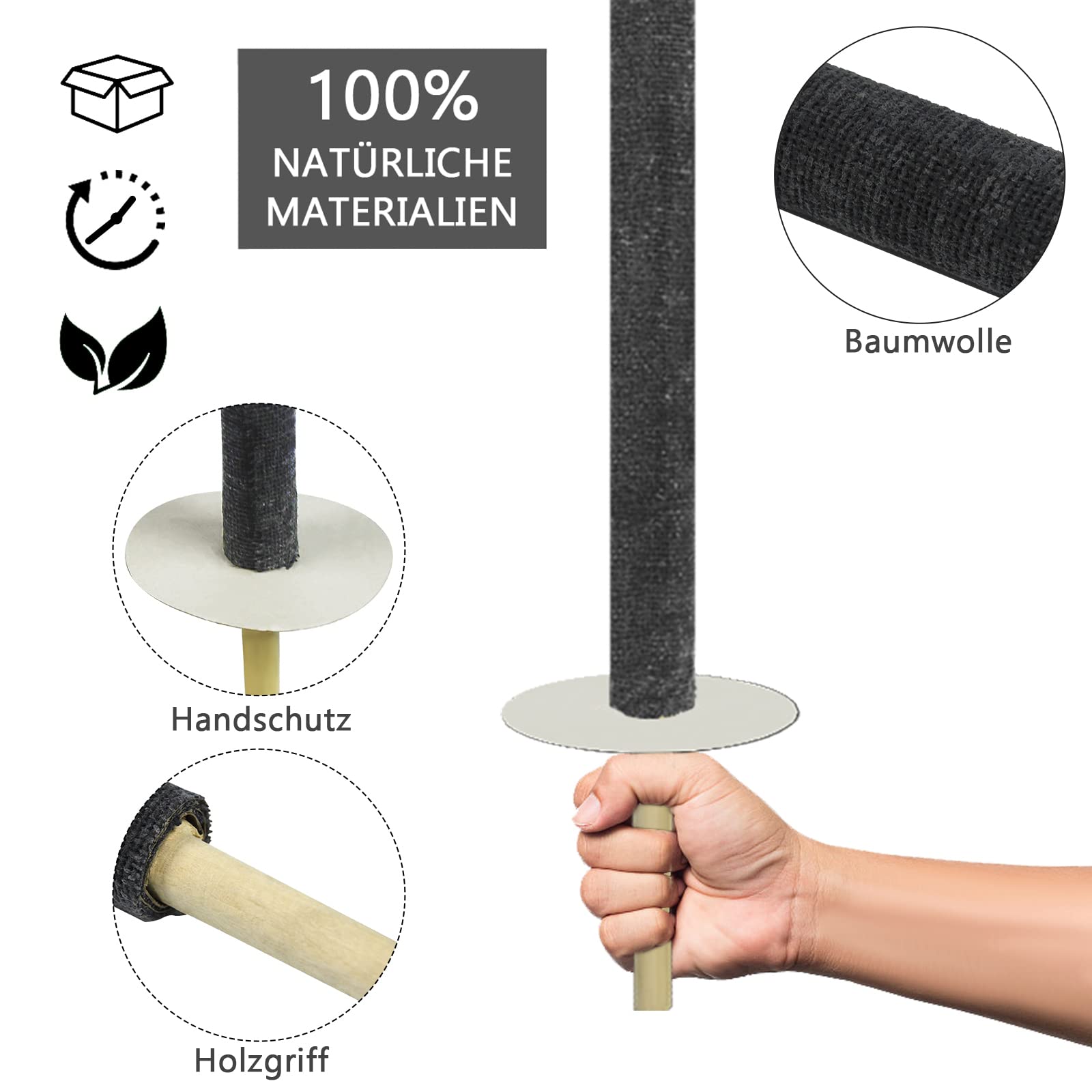 UISEBRT 25 Antorchas de cera Duración de combustión 100 minutos, antorchas de cera natural para exteriores con protección de manos, mango extra largo, para niños, caminata, jardín