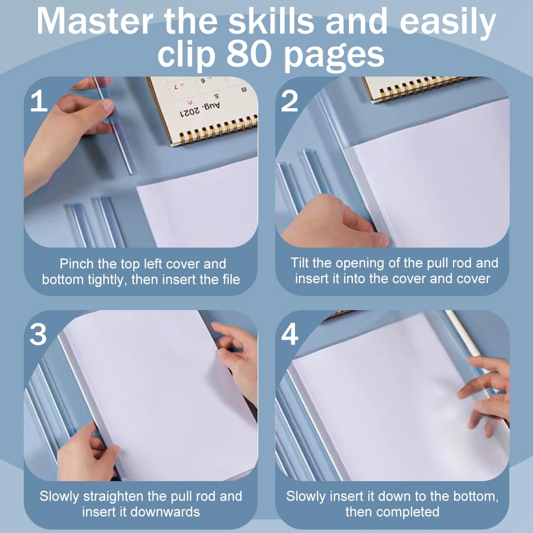Plastica A4 Rapporto Copertina Cartella File Barra Scorrevole Copertine Rilegatura Clip Scuola Ufficio Blu