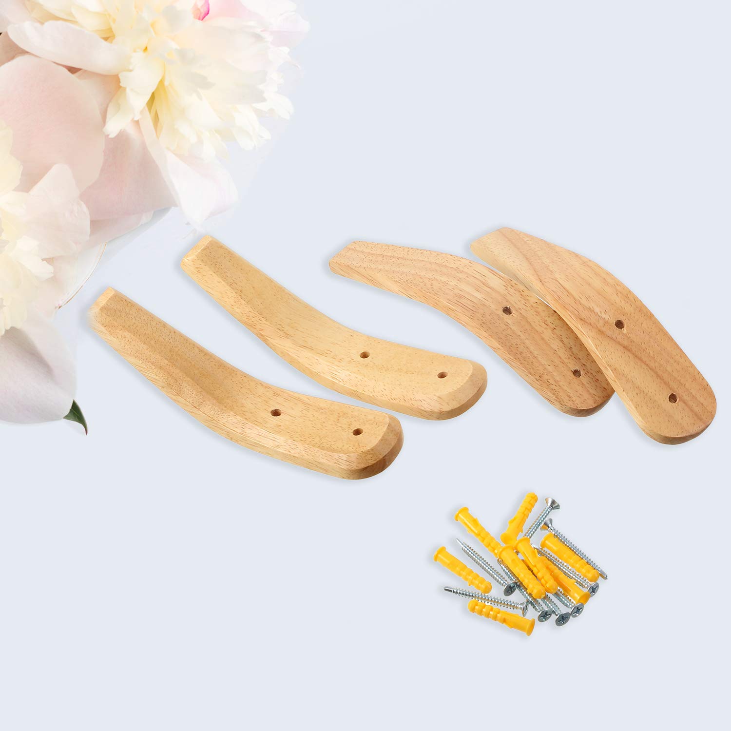 LIVESO Ganci Da Parete In Legno Massello – Set Da 2, Design Minimalista A L, Porta Cappelli E Asciugamani, Fino A 11 Kg - 2