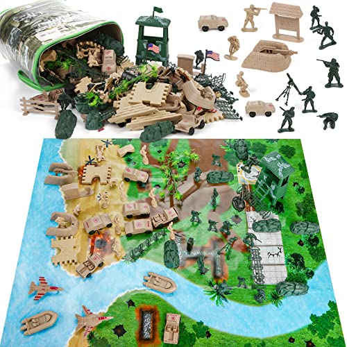 3 otters Army Men Military Set, 120PCS World War Army Men Military Figures and Accessories, Army Figure Set Army Guys Toys for Boys, Easter Egg Filter Party Favors