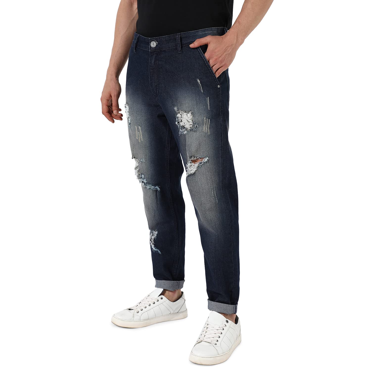 cahoot Men's Regular Fit Mid Rise Classic Denim Jeans | Stretchable Cotton Mid-Rise Denim Jeans Crafted with Comfort Fit and High Performance for Everyday Wear-picture-36