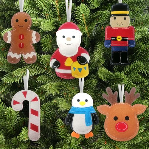 KatchOn, Felt Hanging Christmas Decorations - Pack of 6 | Christmas Ornaments Set for Xmas Tree Decorations | Tree Hanging Decoration | Xmas Ornaments for Indoor Decor | Nutcracker Decor