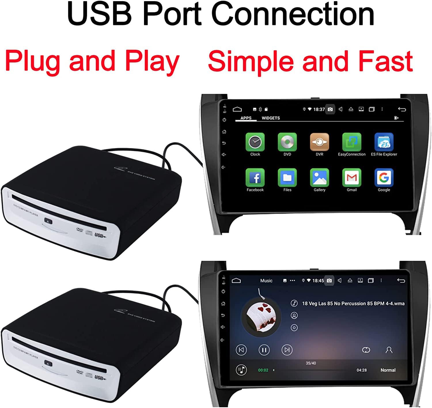 Amazon.co.jp: USB外部カーユニバーサル接続 ポータブルCDプレーヤー