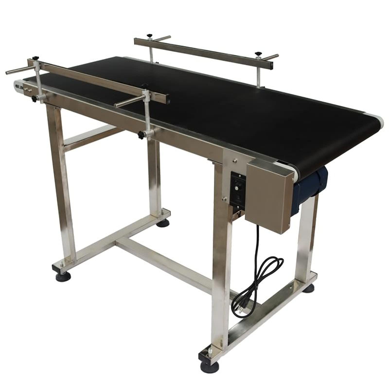 TECHTONGDA PVC Flat Conveyor Belt Systems Stainless Steel Frames Double Guardrails for Industrial Transport Conveyor Length 47.2inch Belt Width 17.7inch