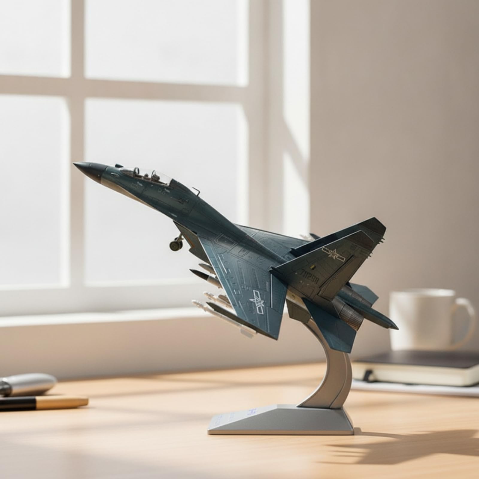 kowaku Modello di Aereo da Caccia Statico Modellino di Aereo con Supporto Realistico per Scrivania