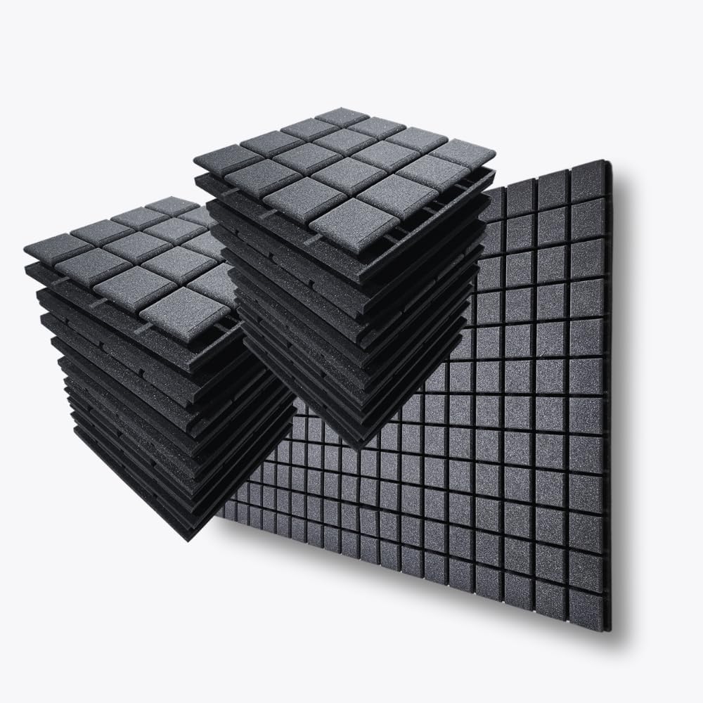MMT Acoustixยฎ 54 Pc Turbo Acoustic Foam, Level โXโ Sound Recording, Soundproofing Noise Reduction Acoustic Panels | 1x1Ft 2โ Thick, Charcoal Color