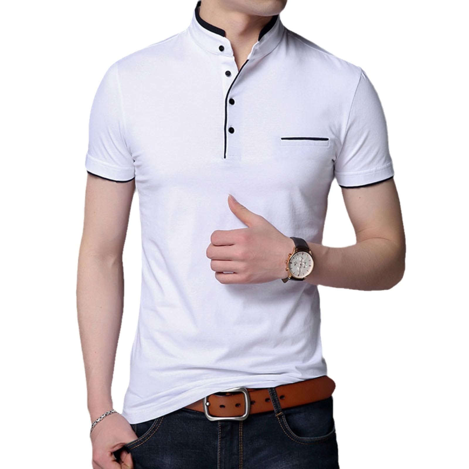 Moda Casual - Polo da Uomo Camicie A Maniche Corte Magliette da Corsa Ad Asciugatura Rapida Magliette da Golf Camicie da Lavoro Traspiranti con 4 Bottoni