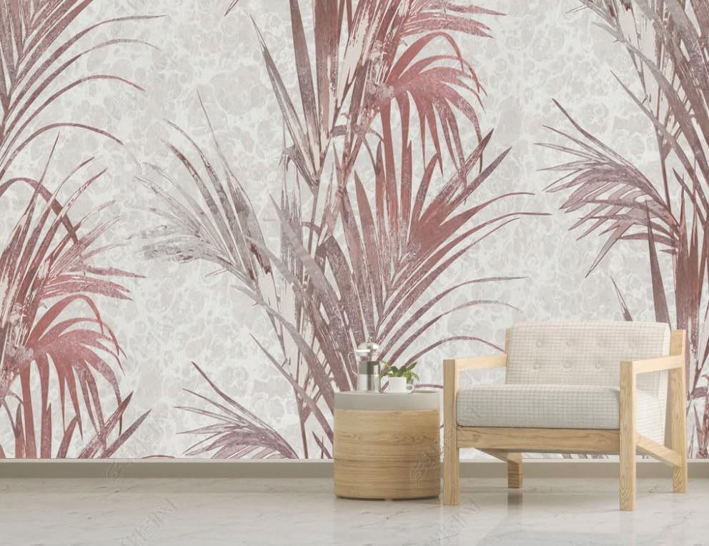 Papier peint intissé feuilles rouges grand format pour décoration murale chic