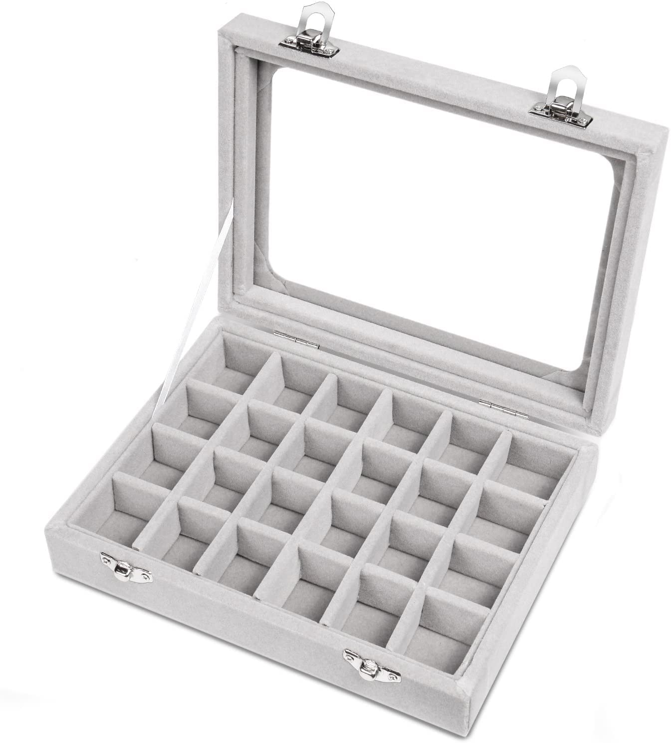 Natseekgo 24 Compartments Women's Jewellery Box Jewellery Case Jewellery Stand Storage Box for Rings Earrings Necklace