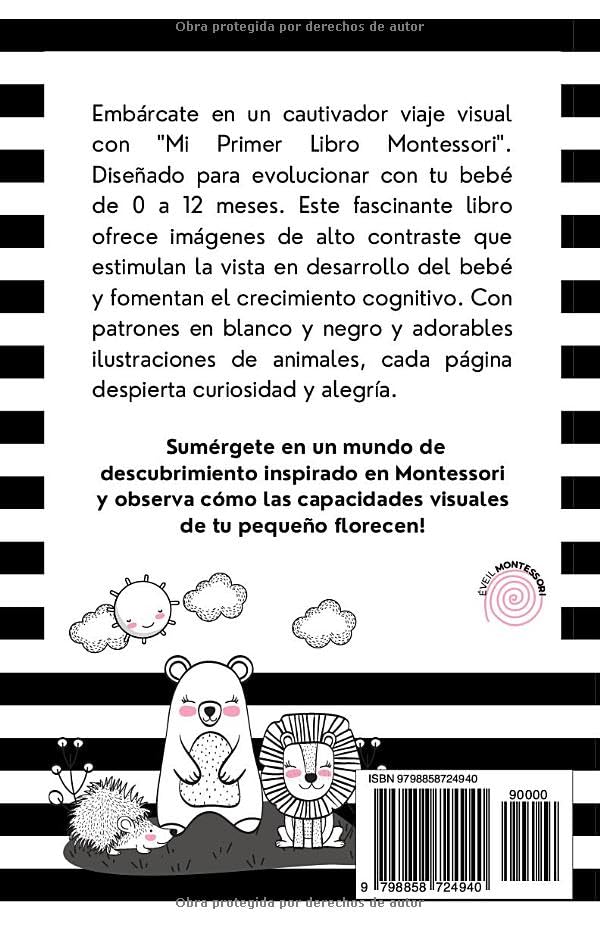 Miniatura 2 de Mi primer libro Montessori blanco y negro Alto contrasto para estimular la vista de recién nacido Bebé 0-3 meses 0-6 meses 0-12 meses (Spanish