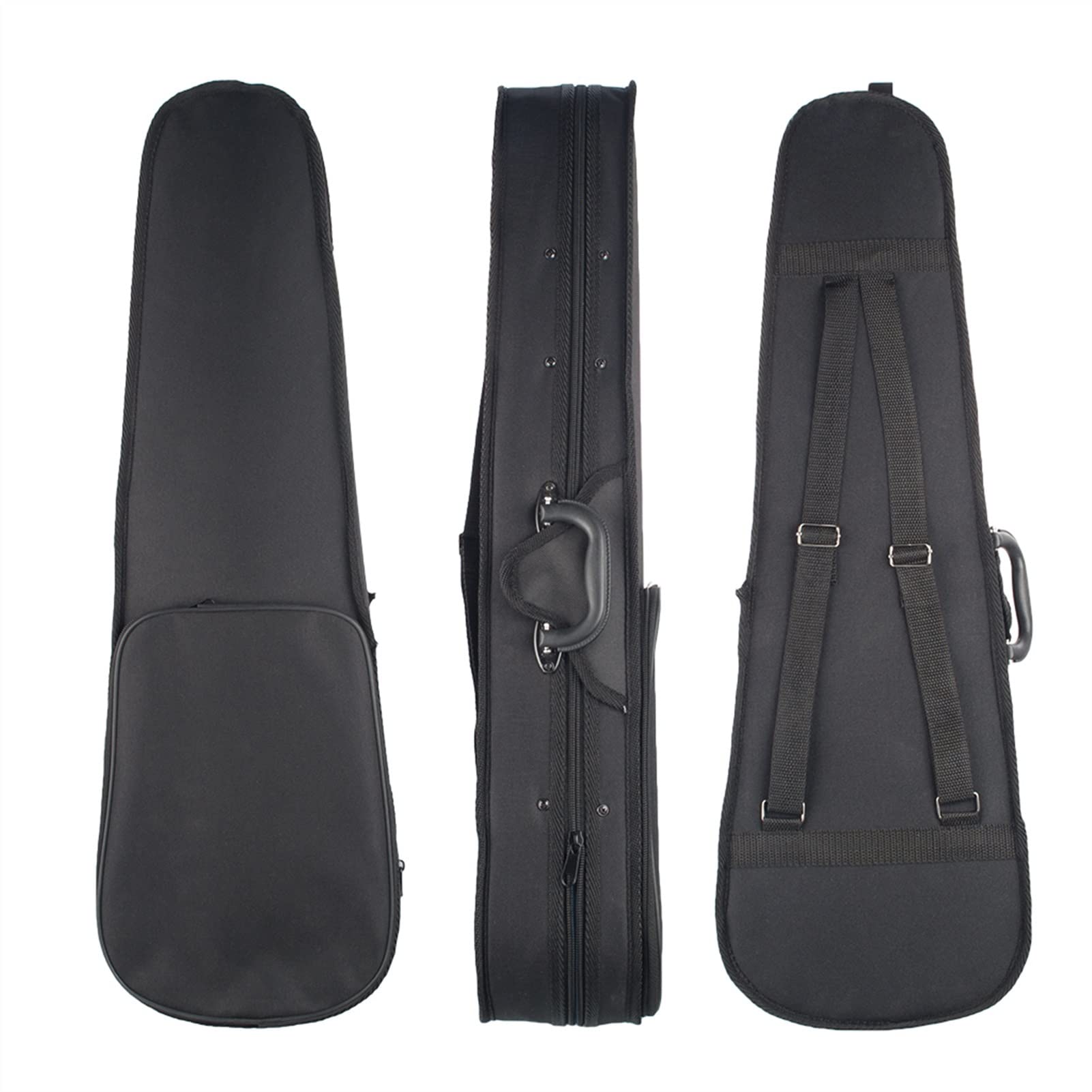 FLFL Estuche para violín Ligero 1/4 Tamaño Caja De Triángulo De Violín Acústico Cubierta Negra Interior Azul Oscuro con Correas De Bolsillo De Libros