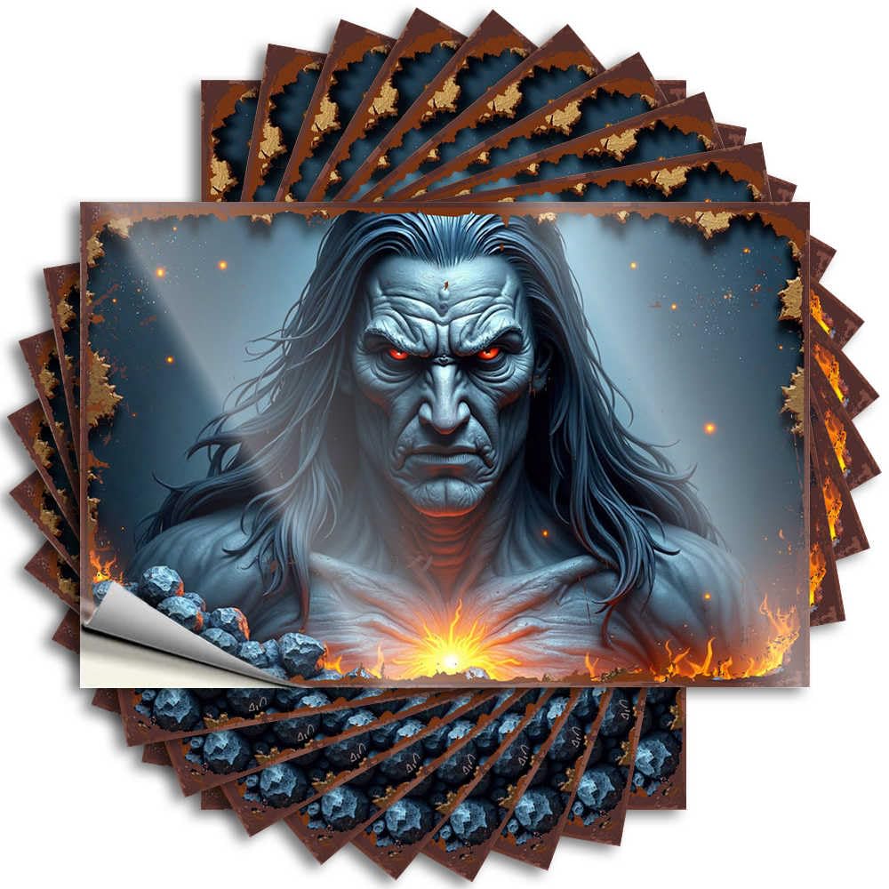 Tattoo Teens Stuff Vinyl Sticker | Fiery Demon with Long Hair and Glowing Eyes Cheap for Water Use(12X18CM)