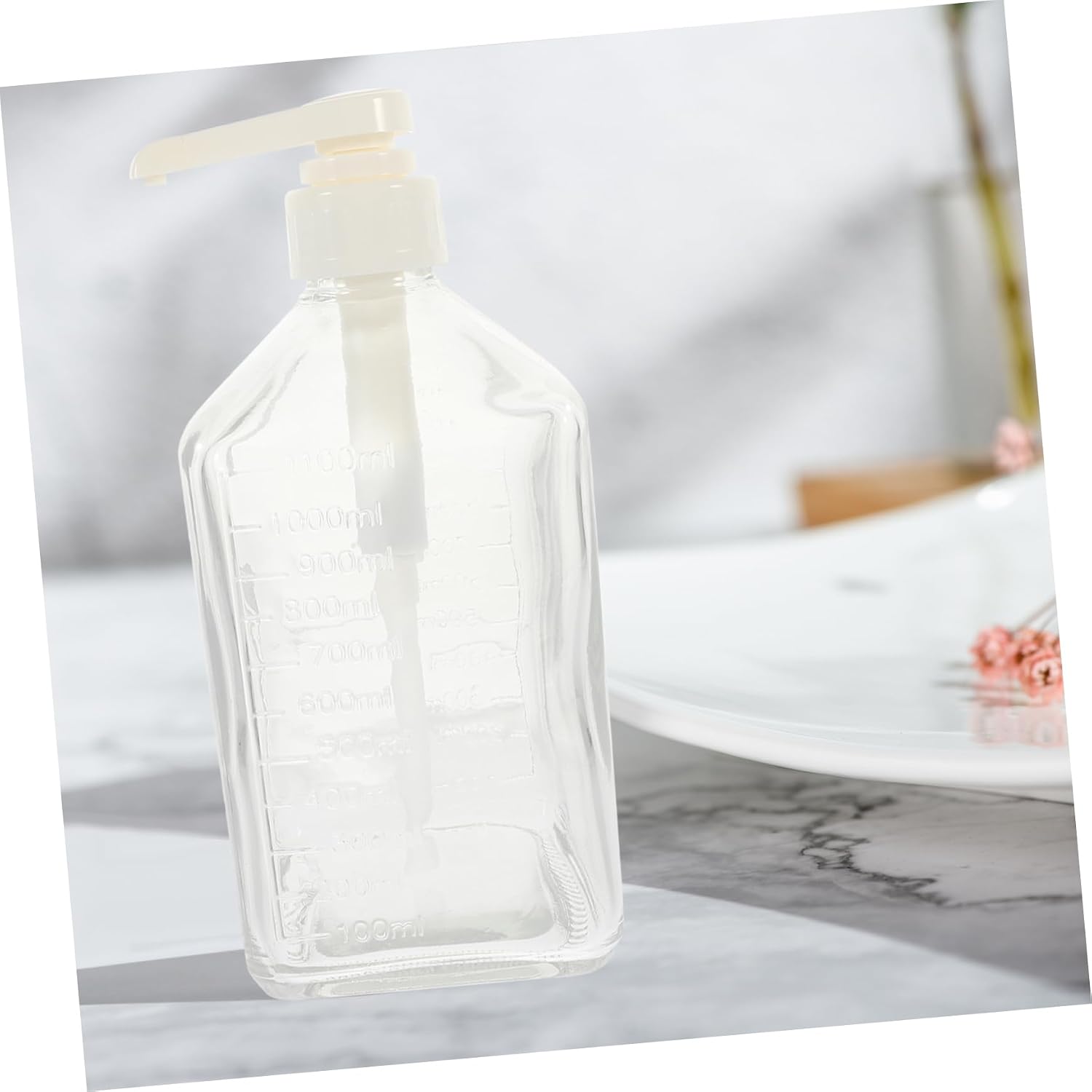 Unomor Sugar Dispenser Squeeze Bottle Glass Liquid Dispenser with Double Scale for Milk Tea Shops and Home Use Syrup Holder for Easy Portion Control