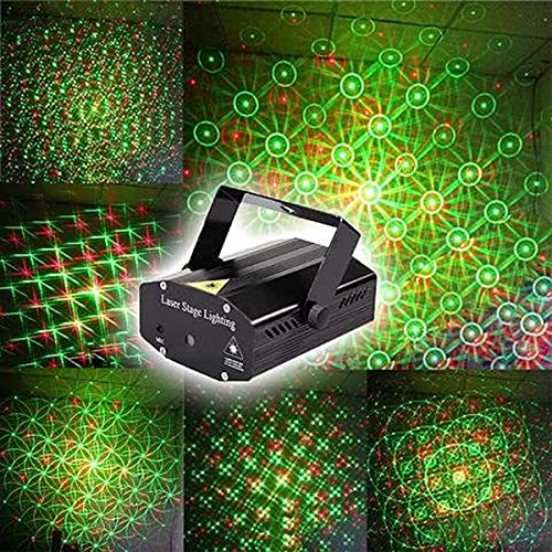 Image of 6 Designs Mini Laser Projector Stage Lighting, Sound Activated DJ Lights - Perfect for Parties, Diwali, Weddings and Home Decor - includes Mini-Tripod Stand (Corded Electric)